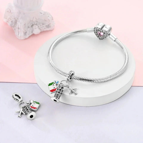 jewlouli pisa italy landmark triple dangle pandora charm jewelry fits pandora bracelet