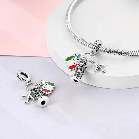 jewlouli pisa italy landmark triple dangle pandora charm jewelry fits pandora bracelet