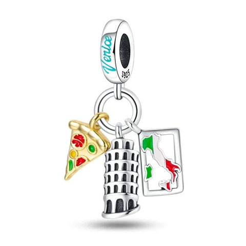 Pisa Tower Italy Pizza Luminous Dangle Charm - Pisa Tower Italy Pizza Luminous Dangle Charm