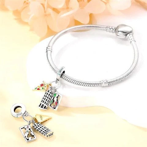 jewlouli pisa tower italy pizza luminous dangle pandora charm jewelry fits pandora bracelet