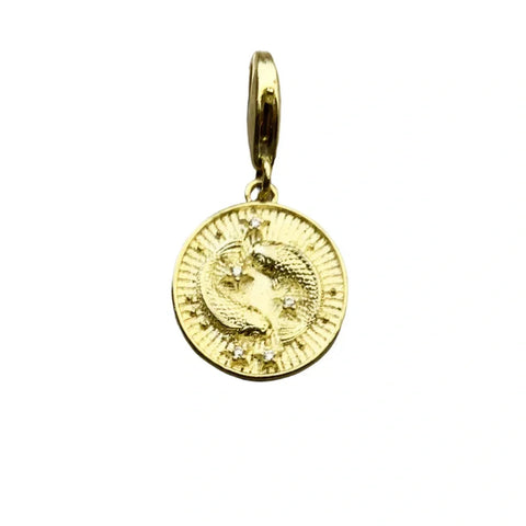 Pisces Gold Pendant Charm - Pisces Gold Pendant Charm