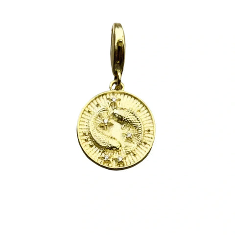 Pisces Gold Pendant Charm - Gold-colored zodiac pendant.