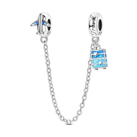 Plane & Suitcase Travel Safety Chain Charm - Plane & Suitcase Travel Safety Chain Charm