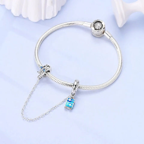 jewlouli plane suitcase travel safety chain pandora charm jewelry fits pandora bracelet