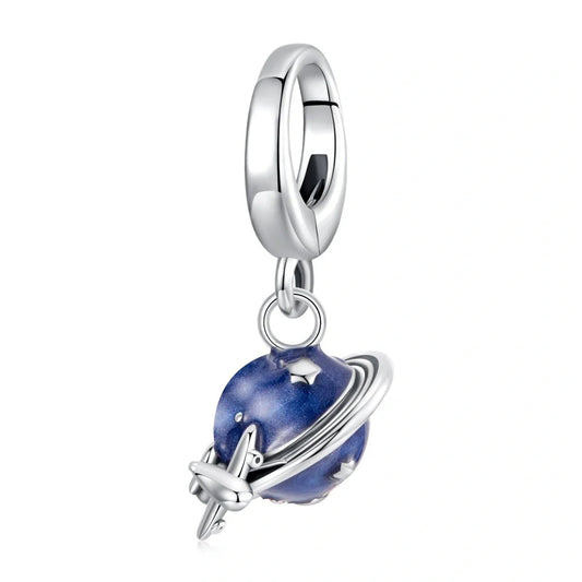 Planet & Airplane Dangle Charm