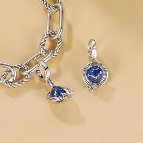 Planet & Airplane Dangle Charm