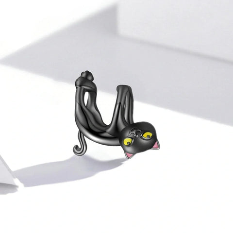 jewlouli playful black cat pandora charm jewelry fits pandora bracelet