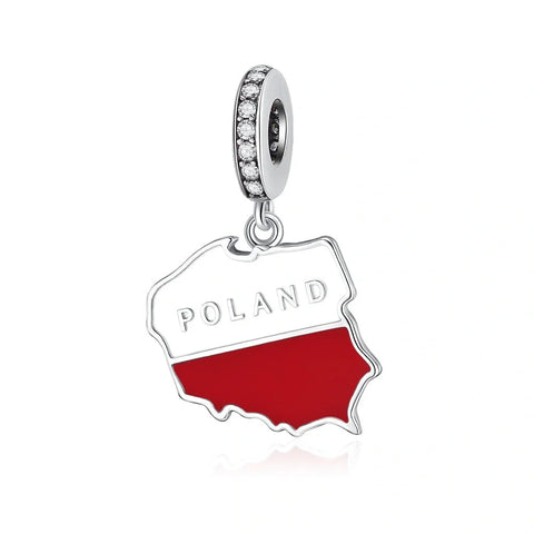 jewlouli poland-map-dangle-pandora-charm-jewelry fits pandora bracelet