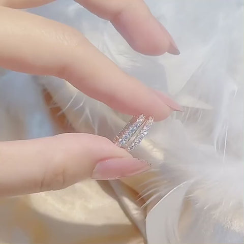 Sterling Silver Sparkling Hoop Earrings with Pavé