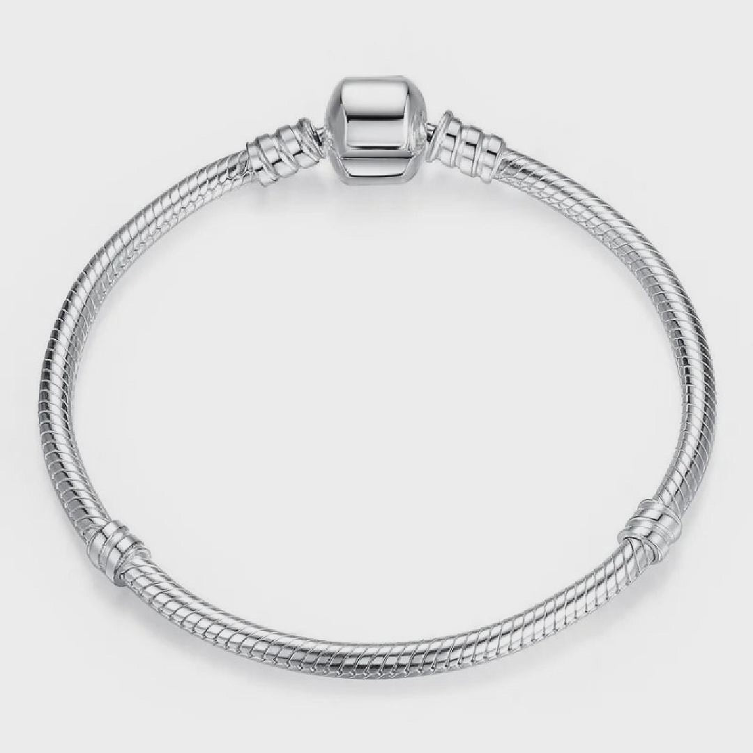 Geometric Hexagon Sterling Silver Charm Bracelet