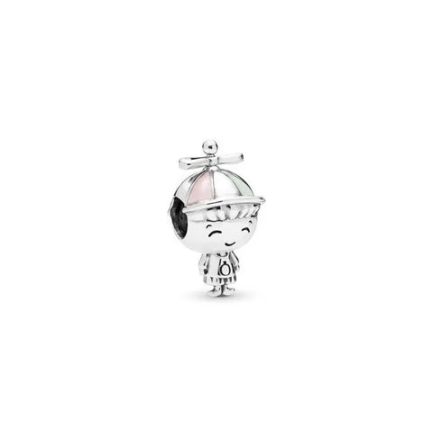 Propeller Hat Boy Charm - Propeller Hat Boy Charm - Fun charm of a boy with propeller hat, adding a playful touch to jewelry.