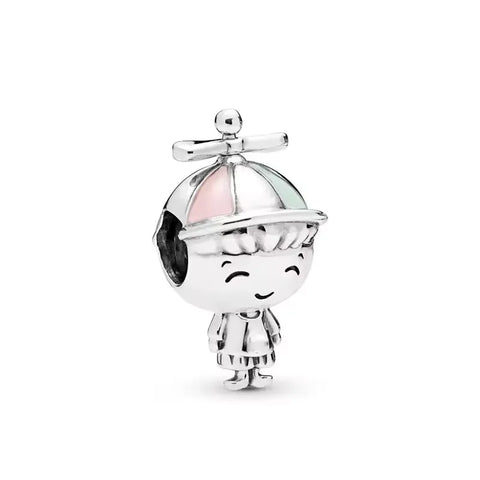 Propeller Hat Boy Charm - Propeller Hat Boy Charm - Fun charm of a boy with propeller hat, adding a playful touch to jewelry.