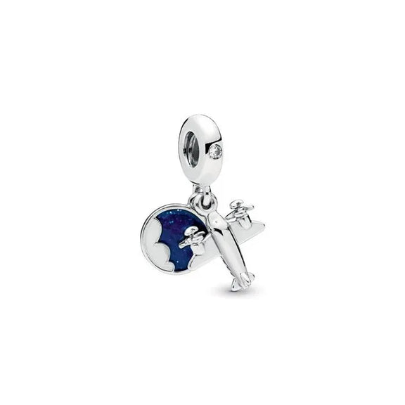 Propeller Plane Dangle Charm - Two-tone wedding bells double dangle charm, a beautiful choice for celebrating love and union