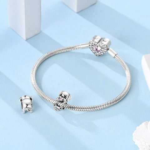Puppy Silver Smile Charm - Puppy Silver Smile Charm