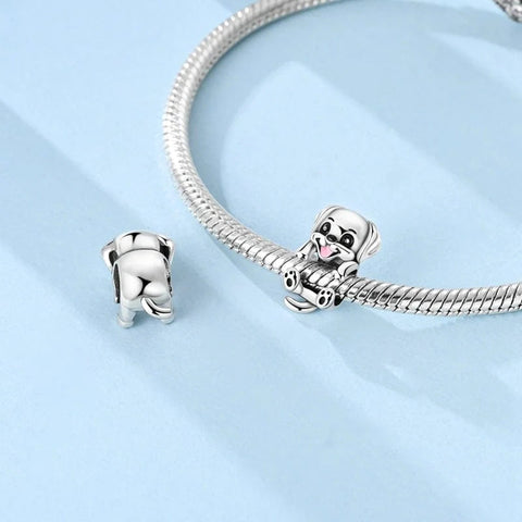 Puppy Silver Smile Charm