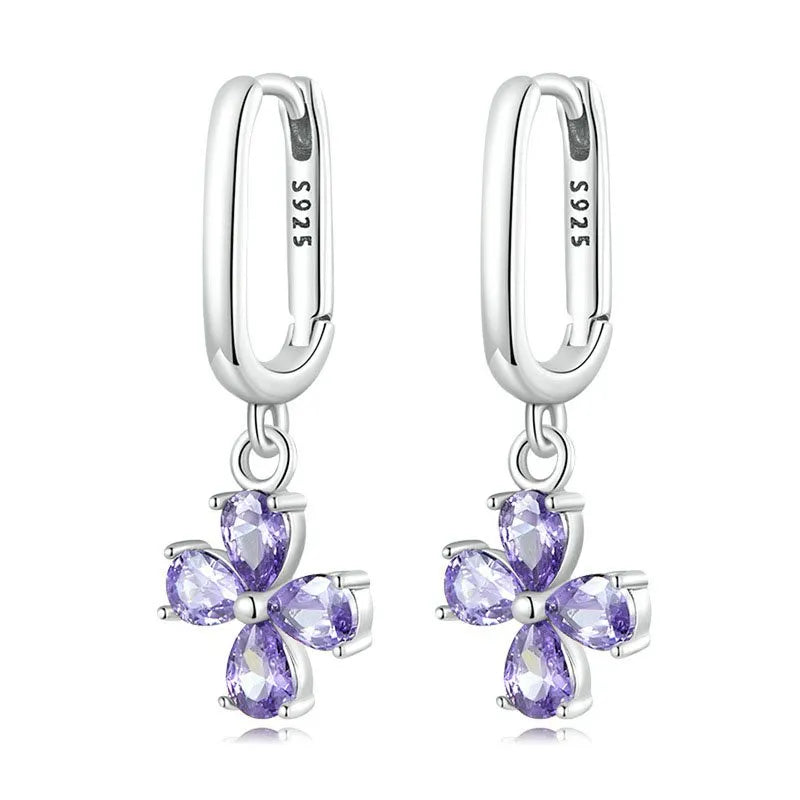 Purple Flower Dangle Earrings