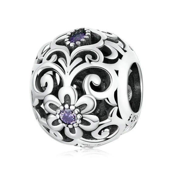 Purple Crystal Flower Charm - Purple Crystal Flower Charm