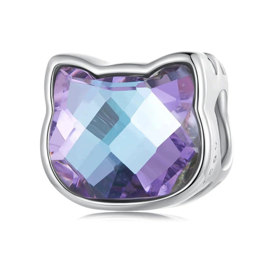 Purple Gemstone Cat Bead Charm