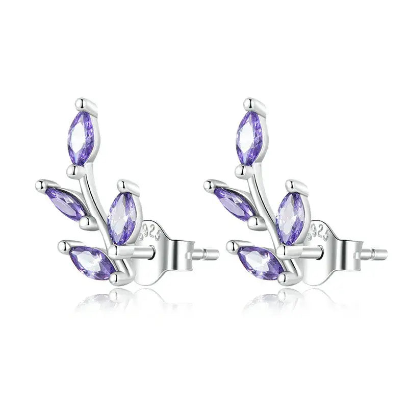 purple leaf climber earrings