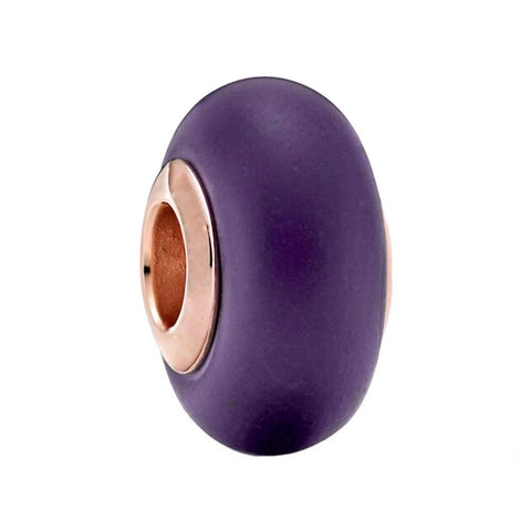Purple enamel bead with rose gold and copper finish