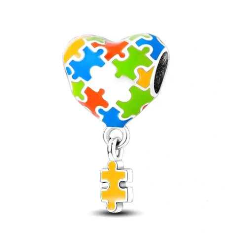Puzzle Heart Charm - Puzzle Heart Charm