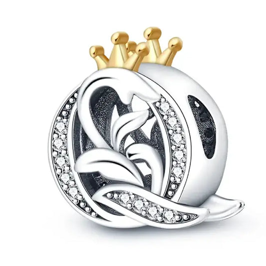 Q Silver charm letter with gold Crown for pandora bracelets