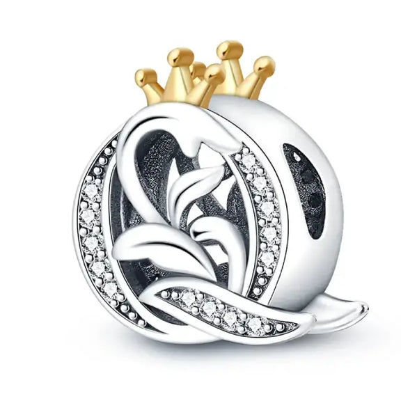 Q Letter Gold Crown charm letter - Q Silver charm letter with gold Crown for pandora bracelets