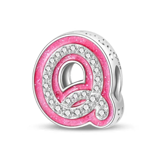 Q pink charm letter for pandora bracelets