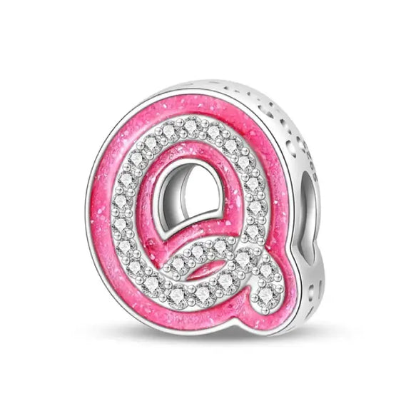 Q pink charm letter - Q pink charm letter for pandora bracelets