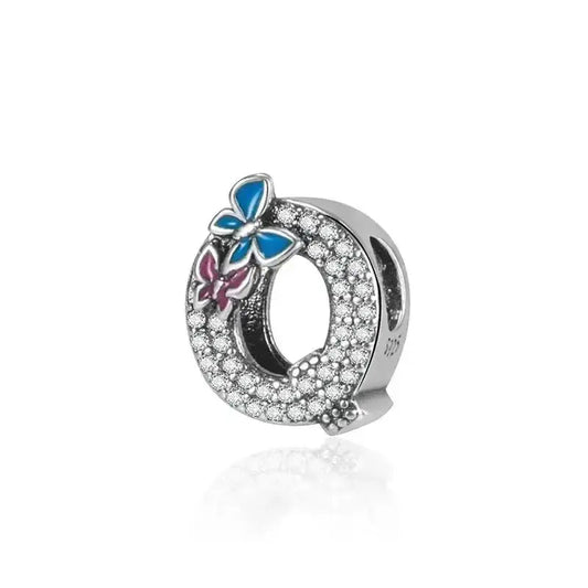 butterfly silver letter Q charm