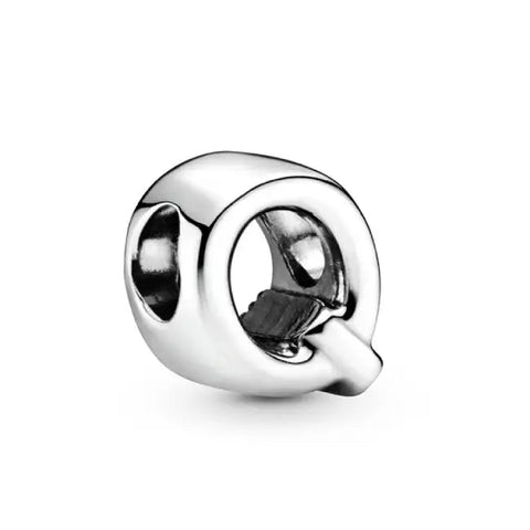 Silver Letter Clear Q Charm