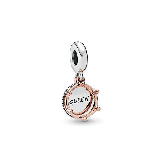 Queen Regal Crown Dangle Charm Pandora Rose - Regal crown charm in Pandora Rose, celebrating royalty and elegance.
