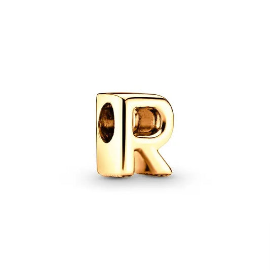 R gold charm letter for pandora bracelets