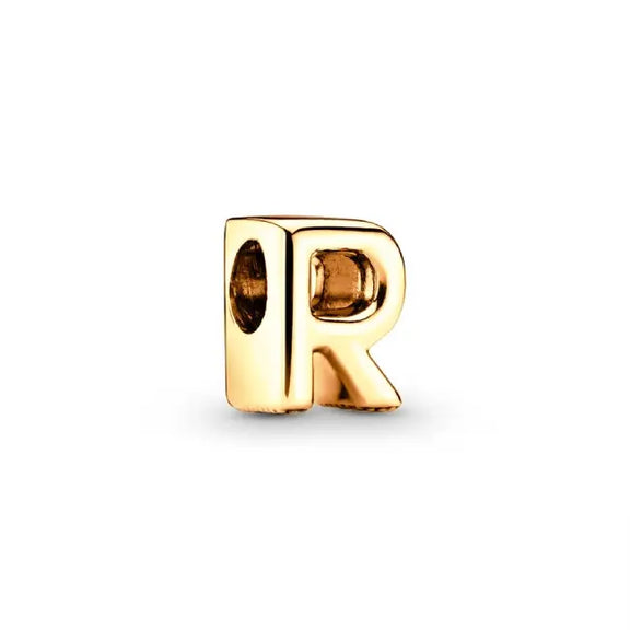 R Letter Gold charm letter - R gold charm letter for pandora bracelets