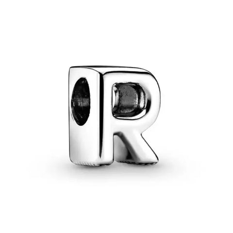 Silver Letter Clear R Charm - Silver Letter R Charm