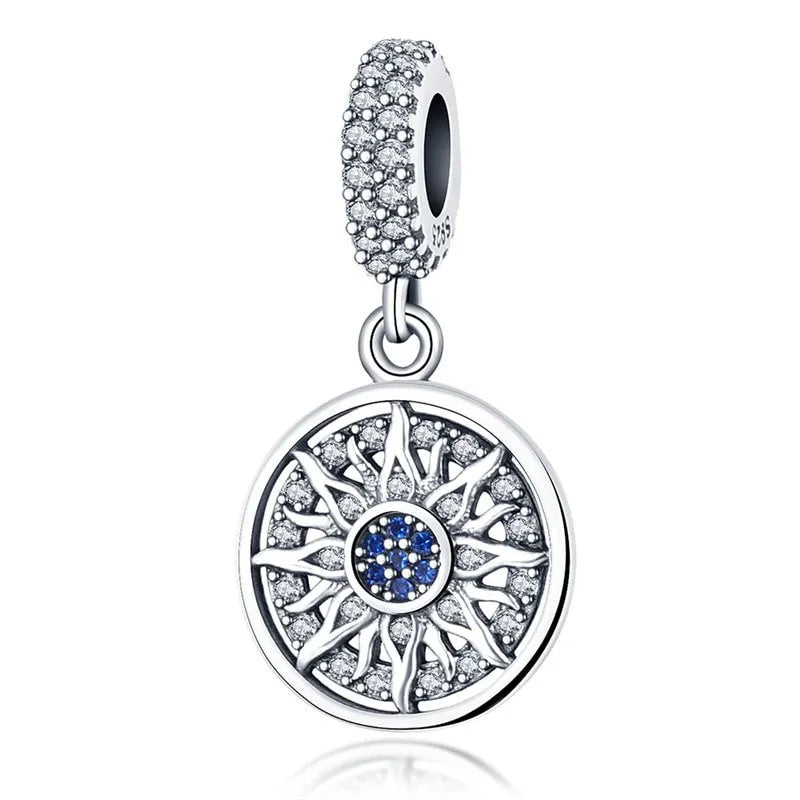 Sunburst Blue Crystal Charm