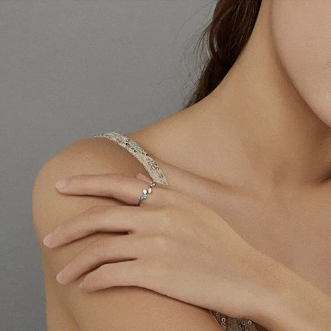 Bubbles Gemstone silver Adjustable Ring