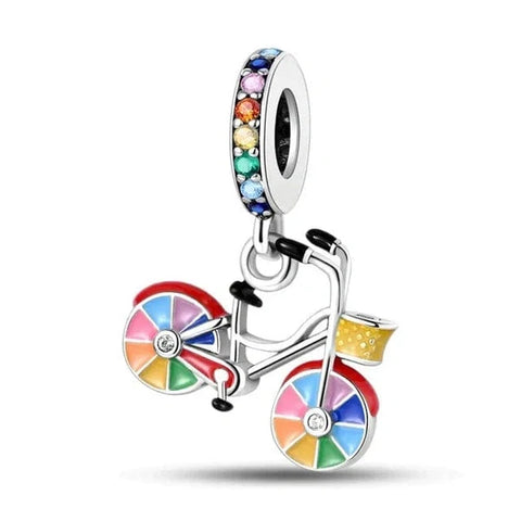 jewlouli rainbow-pride-bicycle-dangle-pandora-charm-jewelry__ fits pandora bracelet