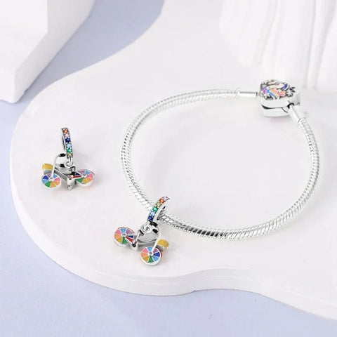 jewlouli rainbow-pride-bicycle-dangle-pandora-charm-jewelry__ fits pandora bracelet
