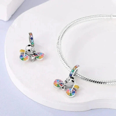 jewlouli rainbow-pride-bicycle-dangle-pandora-charm-jewelry__ fits pandora bracelet