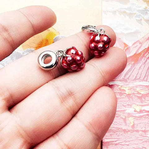 Red raspberry charm jewelry.