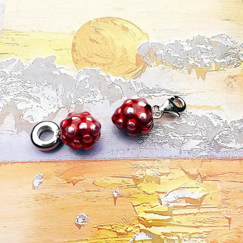 Red and silver charm beads.