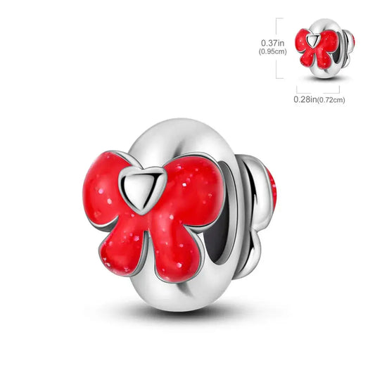Red Bow Enamel Charm