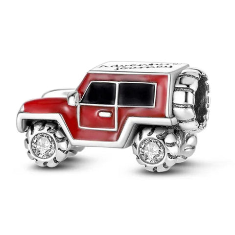 Red Enamel Jeep Bead Charm - Red Enamel Jeep Bead Charm