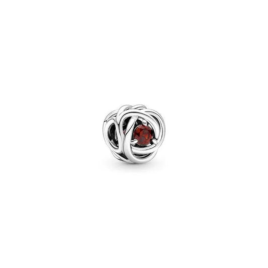 Red Eternity Circle Charm - January