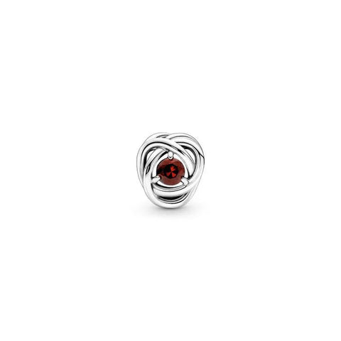 Red Eternity Circle Charm - January