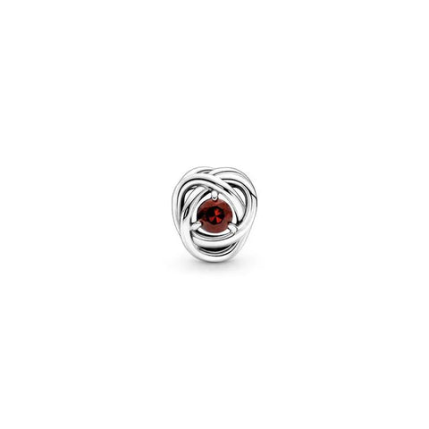 Red Eternity Circle Charm January - Charming red eternity circle for January, adding birthstone elegance to jewelry.
