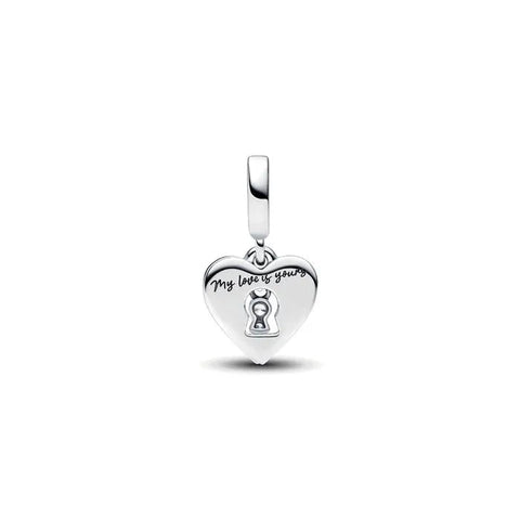 Red Heart & Keyhole Double Dangle Charm - Red Heart & Keyhole Double Dangle Charm