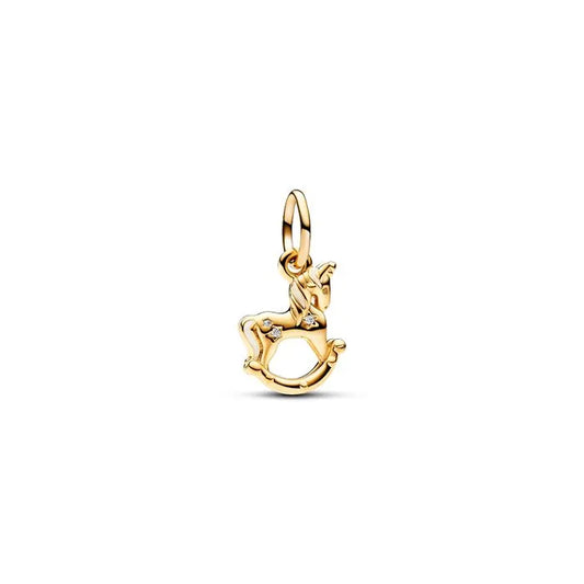 Rocking Unicorn Dangle Charm Pandora Shine - Whimsical unicorn dangle charm, crafted in Pandora Shine for fantasy lovers.