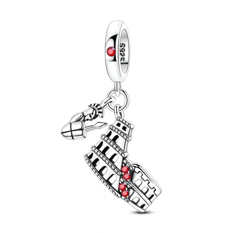 Roman Colosseum with Gladiator Dangle Charm - Roman Colosseum with Gladiator Dangle Charm